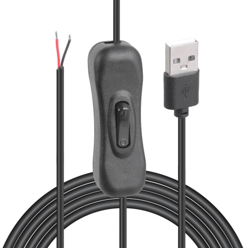 USB-Stromanschlusskabel, 5V-Stecker auf 2-poligen blanken Draht