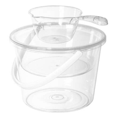 Stevige, transparante plastic emmer met handvat (1 set)