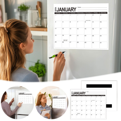 Magnetisk kylskåpskalender, 18-månaders whiteboardkalender