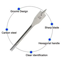 6Pcs Flat Spade Drill Bit Set 10-25mm Three Point Positioning Carpentry Boring Bits for Door Lock Hole Opening