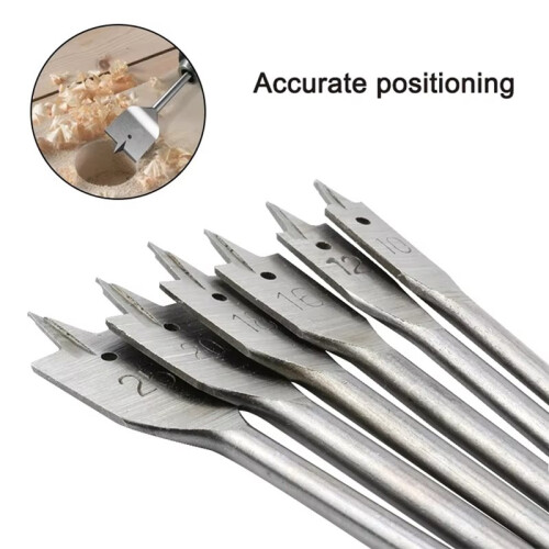 6Pcs Flat Spade Drill Bit Set 10-25mm Three Point Positioning Carpentry Boring Bits for Door Lock Hole Opening 2