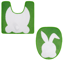 Ensemble de décoration de salle de bain Lapin de Pâques comprenant un tapis antidérapant et des toilettes