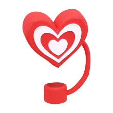 Couvercle en silicone en forme de cœur pour paille, idéal pour la Saint-Valentin (1 pièce)