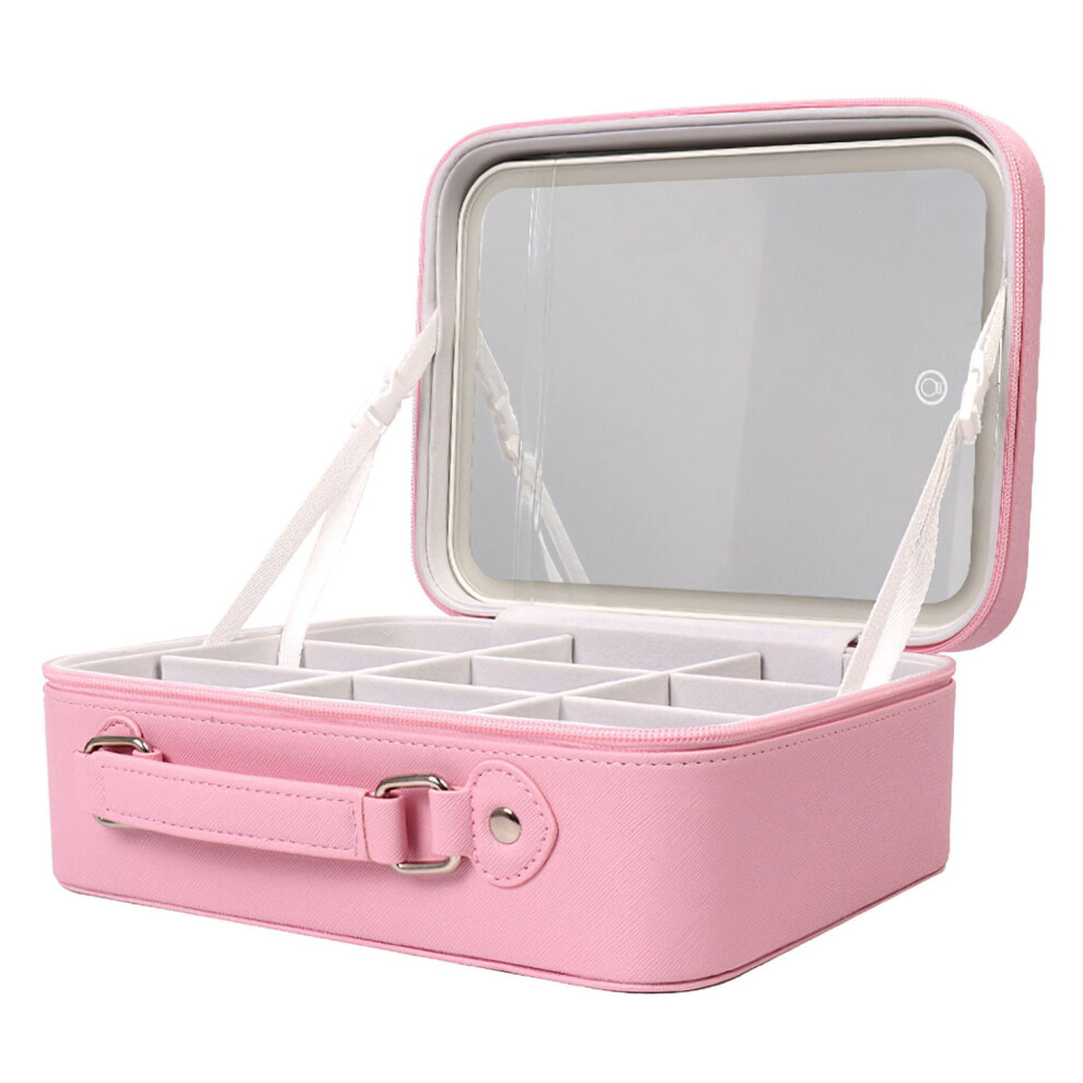 Travel Makeup Bag with LED Mirror and Adjustable Dividers