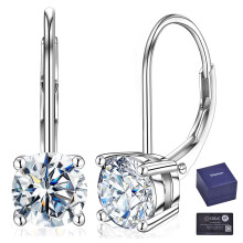 Moissanite Earrings for Women 18K White Gold Plated