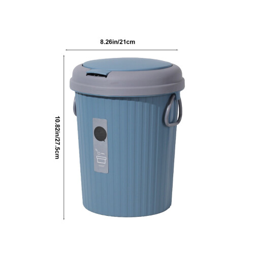 Plastic Round Trash Can with Snap-On Lid 1.5 Gallon 2