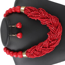 Bohemian jewelry set beaded necklace and earrings