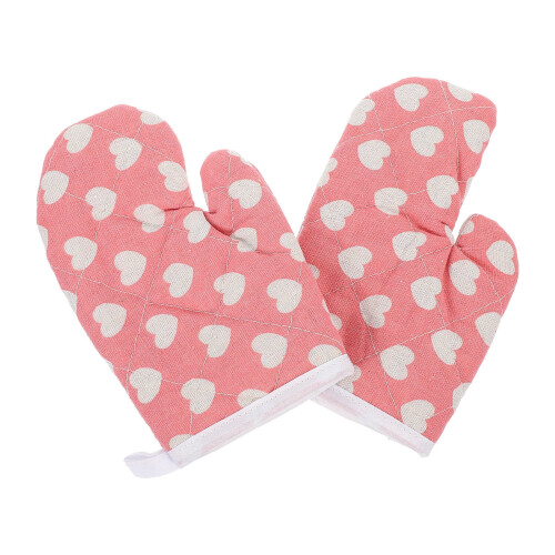 Gants de cuisine roses en coton, protection de cuisson, 2 pièces