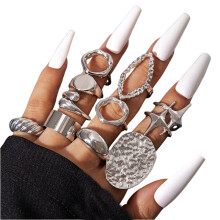 Gold Chunky Stackable Rings for Women 5-Piece Set