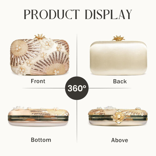 Γυναικεία βραδινή τσάντα clutch με λουλούδια και μαργαριτάρια και αλυσίδα 1