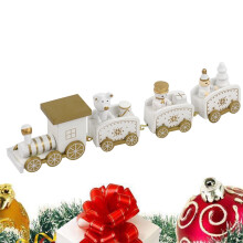 Wooden Christmas Train Toy White Wood 1 Set