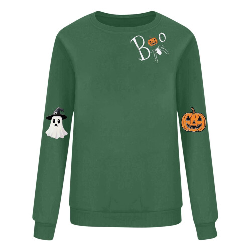 Dames Halloween-sweatshirt met griezelige spookprint, oversized model. 2