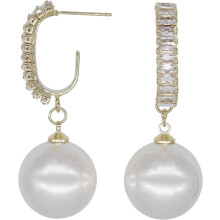 JeanBeau pearl drop earrings 14k gold plated brass