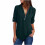 T-shirt da donna verde con scollo a V, maniche corte arrotolate e spacchi laterali 2