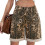 Women's leopard print denim shorts summer washed 1