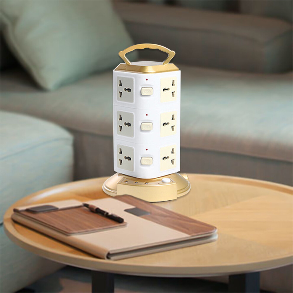 Vertical Power Strip Tower With 3 Usb Ports, 6.6Ft Cord, White 913211360118