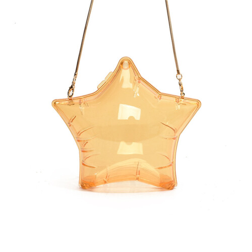 Star-shaped evening bag with metal chain strap PVC