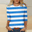 Top casual de mujer a rayas con mangas tres cuartos. 2