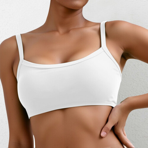 Women's Adjustable Square-Neck Wireless Yoga Bra White S 1