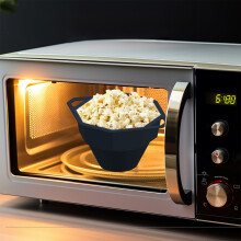 Popcornschüssel aus lebensmittelechtem Silikon mit Deckel (1 Stück)