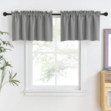 Silver Grey Rod Pocket Window Valances 42"x18" 2 Panels