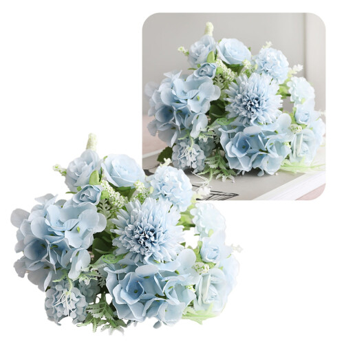 Bouquet artificiale di peonie blu e ortensie con steli