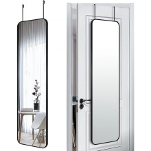 Full-Body Rectangle Mirror Black Aluminum Frame 47x14 in