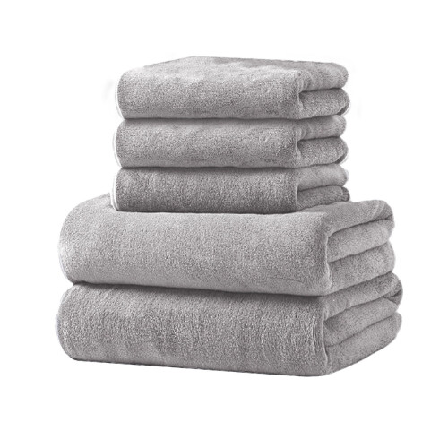 Bath Towel Set Polyester 5-Piece (2 Bath 3 Hand) 1