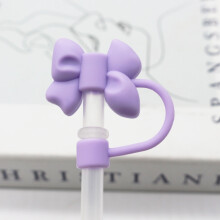 Couvercle de paille en silicone à nœud papillon, qualité alimentaire, 1 cm (0,4 po), compatible avec les pailles de 9 à 11 mm
