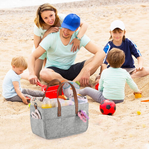 Diaper Caddy Organizer Felt Portable Gray 1 Pack 2