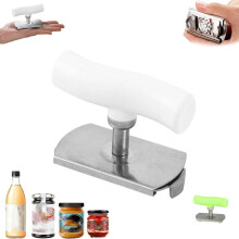 Ouvre-bocal en acier inoxydable réglable pour les mains faibles, blanc