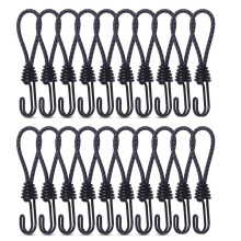 20 Pezzi Tenda Corda Elastica Gancio per Corda da Campeggio Esterna Tettuccio per Tenda Corda di Fissaggio Corda Moschettone Ganci Accessori Nero