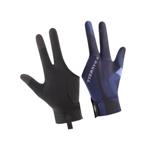 Pool Gloves Left Hand Blue Separate Fingers 2