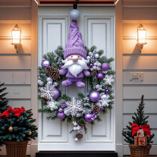 AuroraX Christmas Door Cover Purple 71x35 Inches