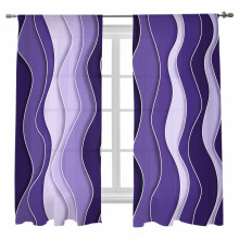 Sheer Curtains Purple Gradient Waves 52x63 Inch 2 Panels