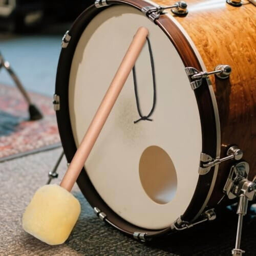 Bass Drum Mallet Felt Head 15 Inch Wood Handle 1
