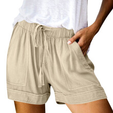 Women's Khaki Beach Shorts XL Elastic Waist Quick-Dry