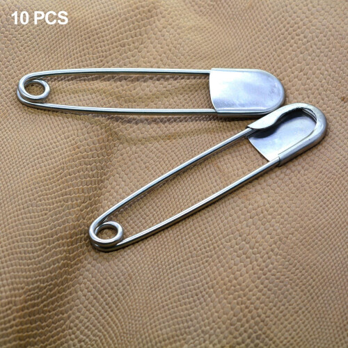Alfinetes de segurança extra grandes em aço inoxidável, 12,7 cm (5 polegadas), pacote com 10 unidades. 2