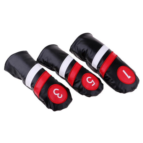 Waterproof PU Golf Club Covers for Driver #1 #3 #5 Black 1