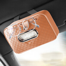 Porte-boîte à mouchoirs de voiture en cuir PU marron