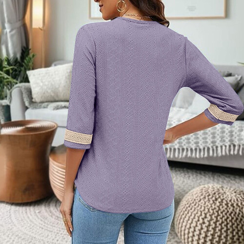 Damen-Strickpullover mit V-Ausschnitt, Lila, Größe 2XL 2