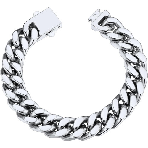 Ανδρικό βραχιόλι Cuban Link από ανοξείδωτο ατσάλι, μαύρο ή 18 καράτια