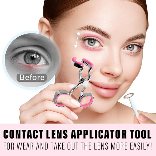 Contact Lens Applicator Tool with Case, Sucker and Tweezer 1