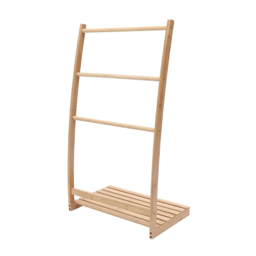 Bamboo towel rack leaning ladder 3-tier 2