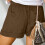 Brune dameshorts i hør med snøre og elastik i plus size 6