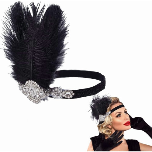 Bandeau à plumes et strass style années 20