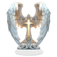 Sculpture en résine en forme d'aile d'ange et de croix, décoration religieuse, 1 pièce
