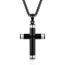 Stainless Steel Cross Necklace for Men Silver Black Gold 24