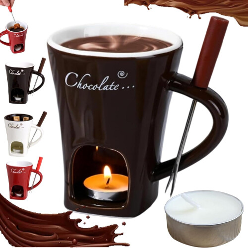 Fondue Cups Set with Forks for Chocolate Cheese Caramel
