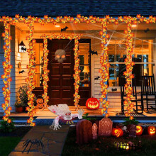 Ahornblads-rattan Thanksgiving-dekoration med 103D LED-lys